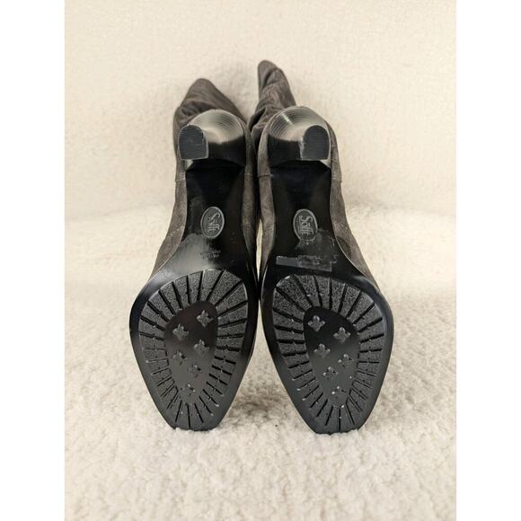 Sole Society Boots Womens 8.5 Gerii Slouchy Heels Knee High Gray Suede Pull On - Picture 4 of 11